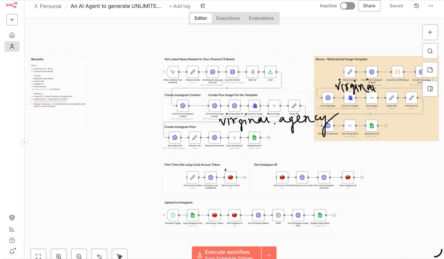 AI Instagram Image Agent – Unlimited Auto-Generated IG Posts With Captions & Flux Images (n8n)