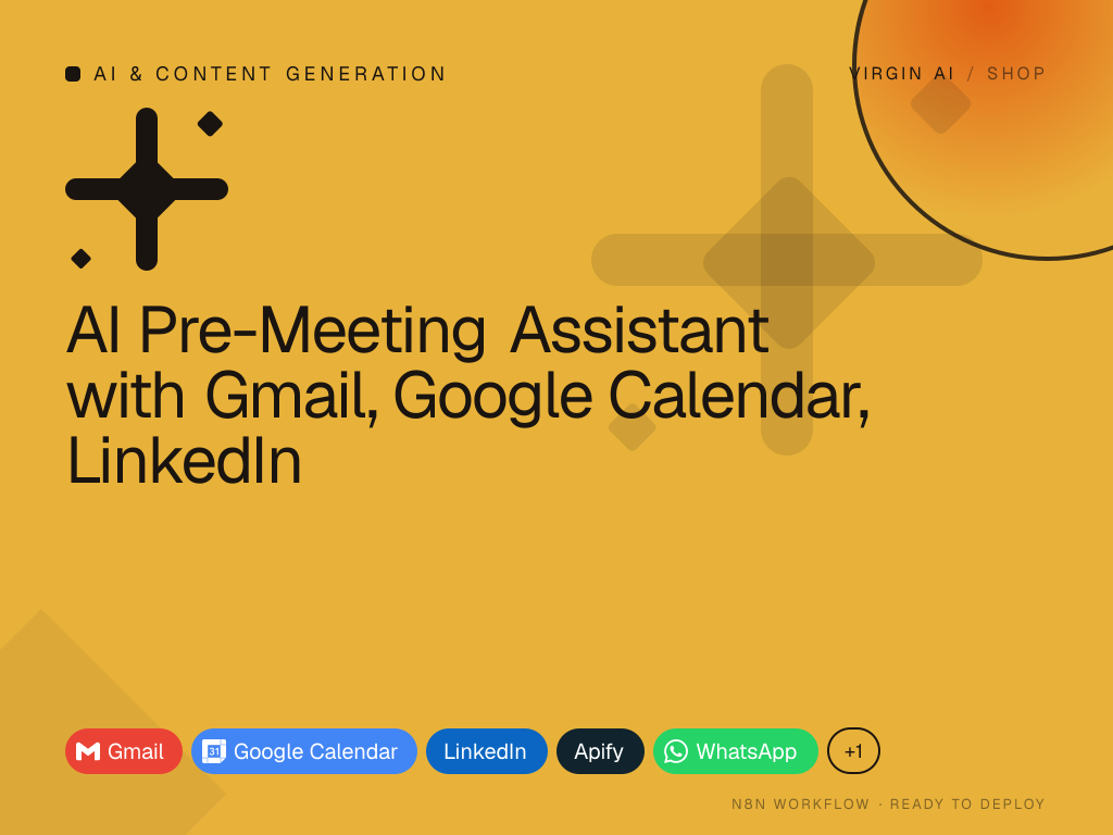 AI Pre-Meeting Assistant with Gmail, Google Calendar, LinkedIn