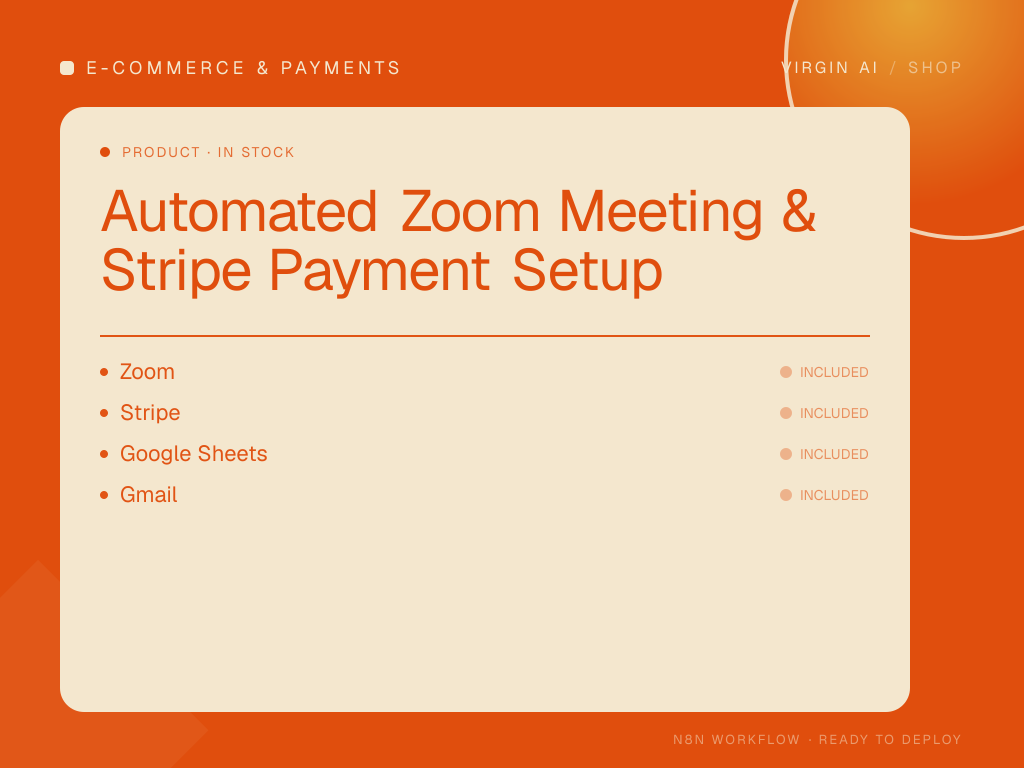 Automated Zoom Meeting & Stripe Payment Setup