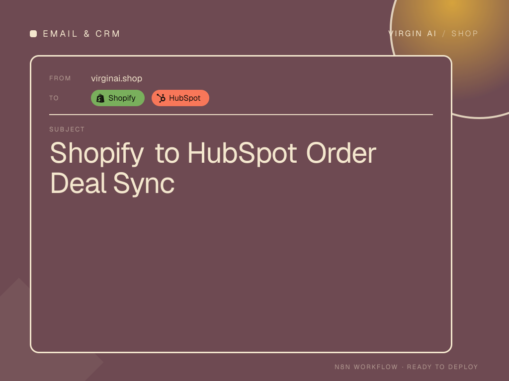 Shopify to HubSpot Order Deal Sync