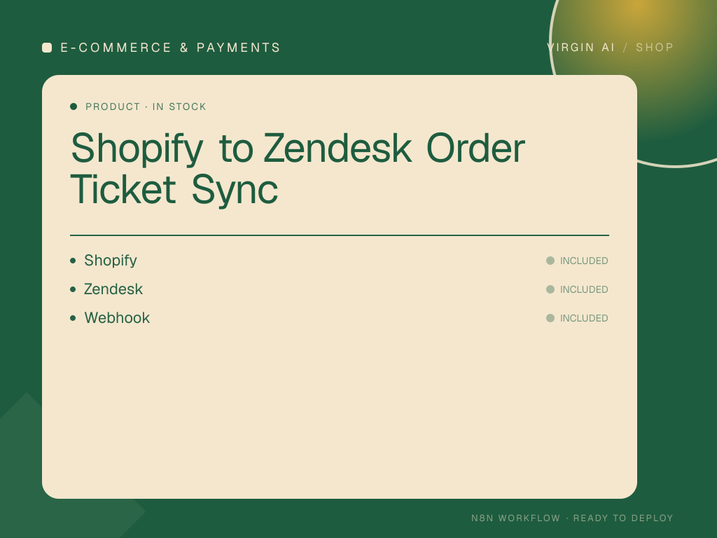 Shopify to Zendesk Order Ticket Sync