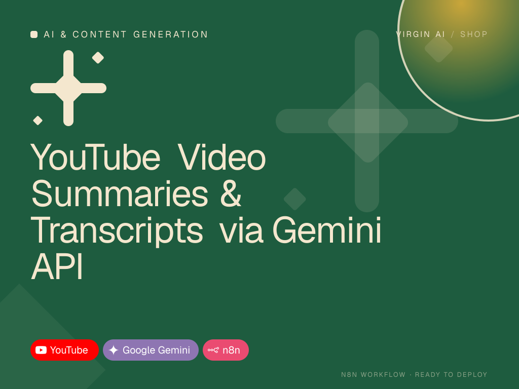 YouTube Video Summaries & Transcripts via Gemini API