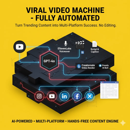 AI Viral Video Machine – 100% Automated Trending Video & Multi-Platform Posting System ( Make.com)